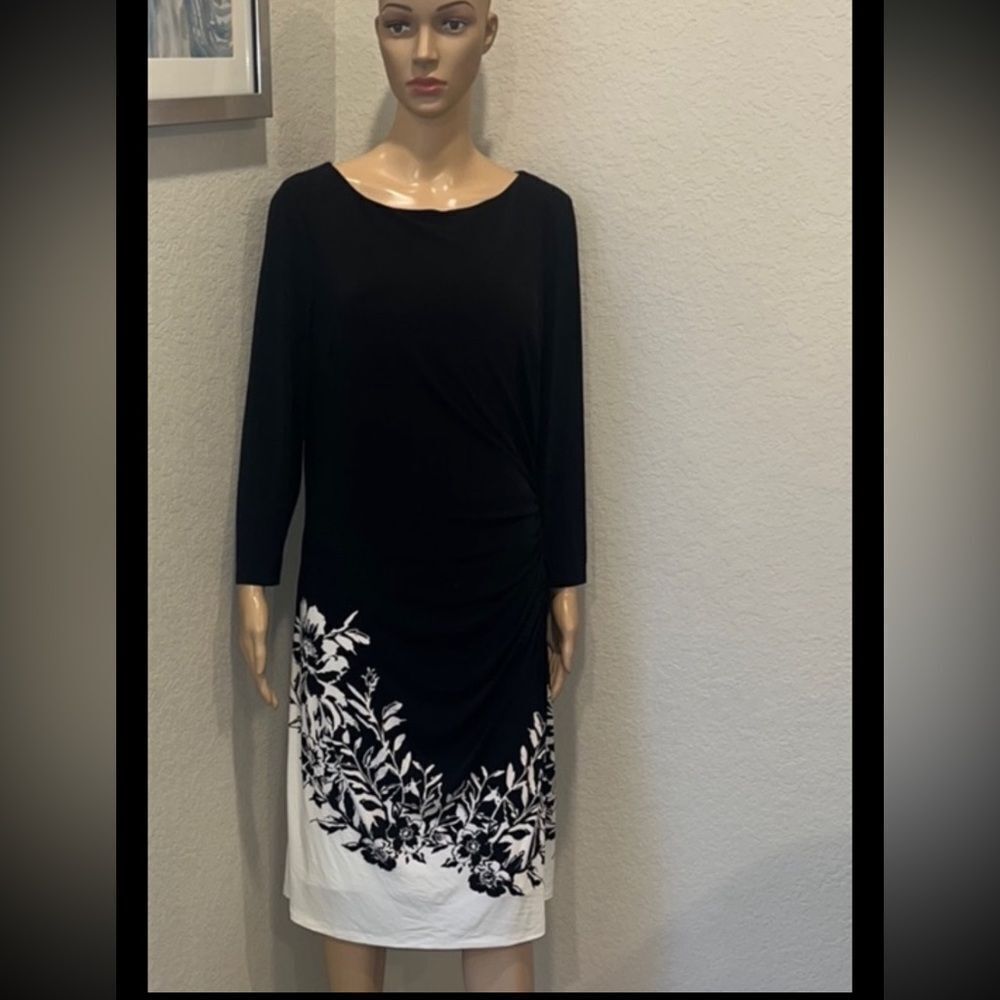Lauren Ralph Lauren-Elegant Black and White Floral Dress